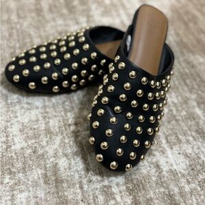 a new day Black Mules with Gold Studs